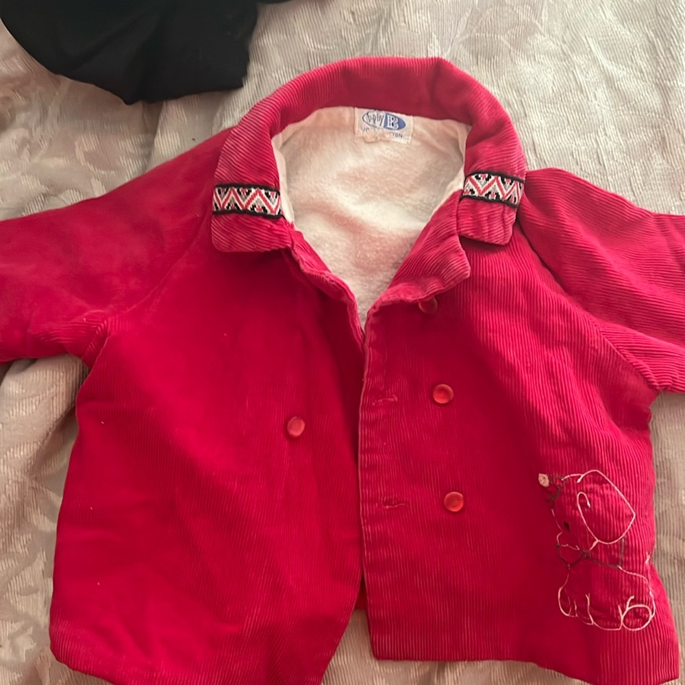 Girls red corduroy lined doggy coat baby B 100% cotton